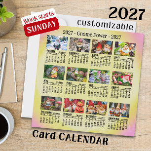 Calendário de Gnome de Foto Personalizada de 2027