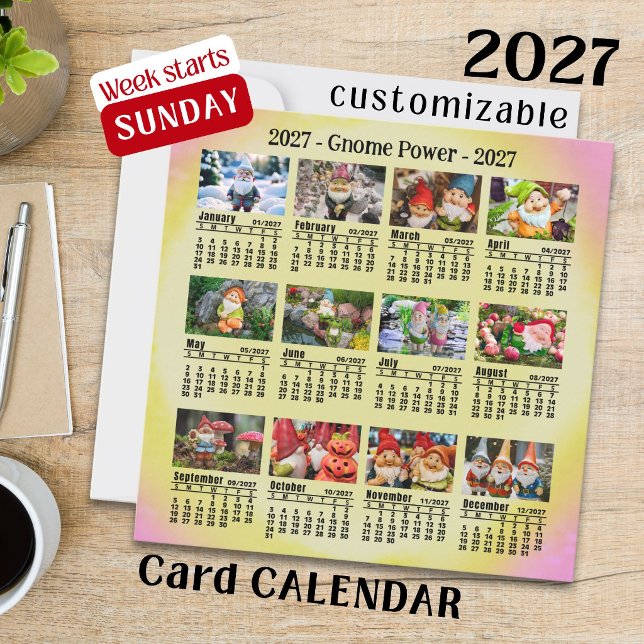 Calendário de Gnome de Foto Personalizada de 2027  (Criador carregado)