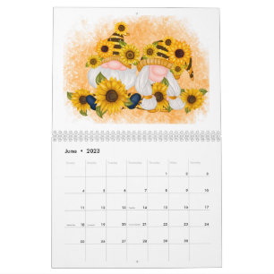 Calendário de Gnome Fofo Caprichoso Adorável Qualq