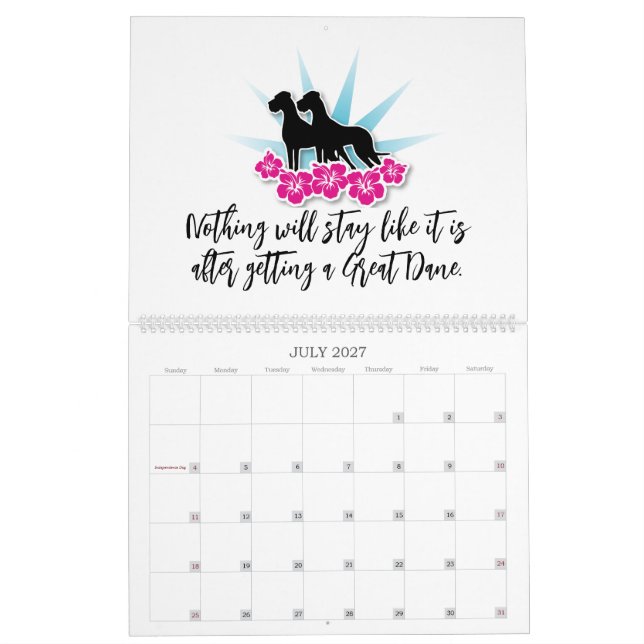 Calendário de Gráficos Great Dane (Jul 2027)