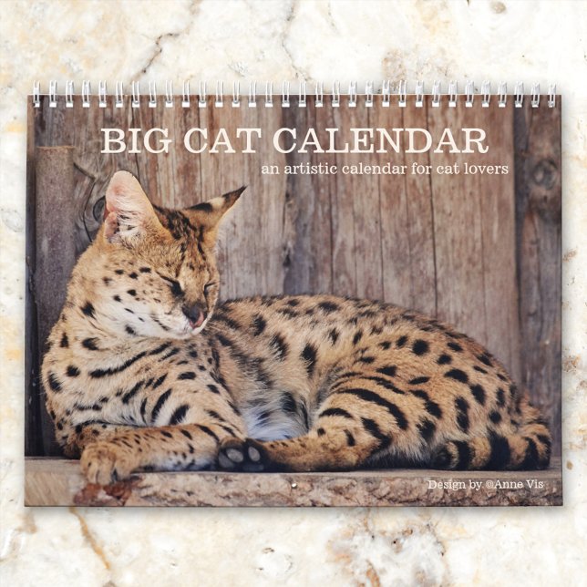 Calendário de Grandes Gatos Artísticos (A personalized calendar for cat lovers featuring images and paintings of big cats)