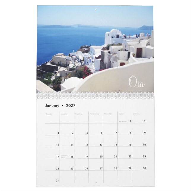 Calendário de Grécia Santorini (Jan 2027)