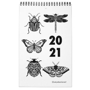 Calendário de Ilustração do Inseto de Arte Popu