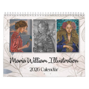 Calendário de ilustrações de Maria William 2026