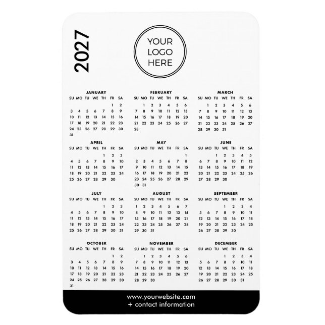 Calendário de Ímã de Logo Empresarial 2027 (Vertical)