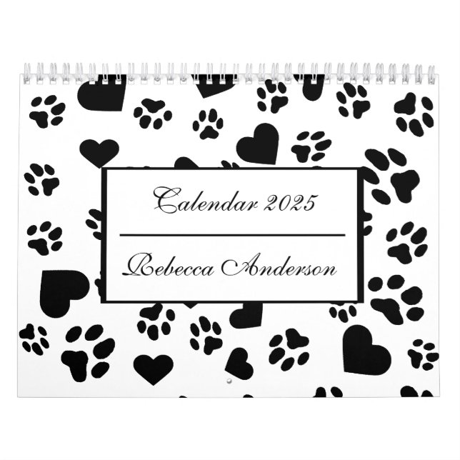 Calendário de Impressão de Pata de Gato Preto Pers (Capa)