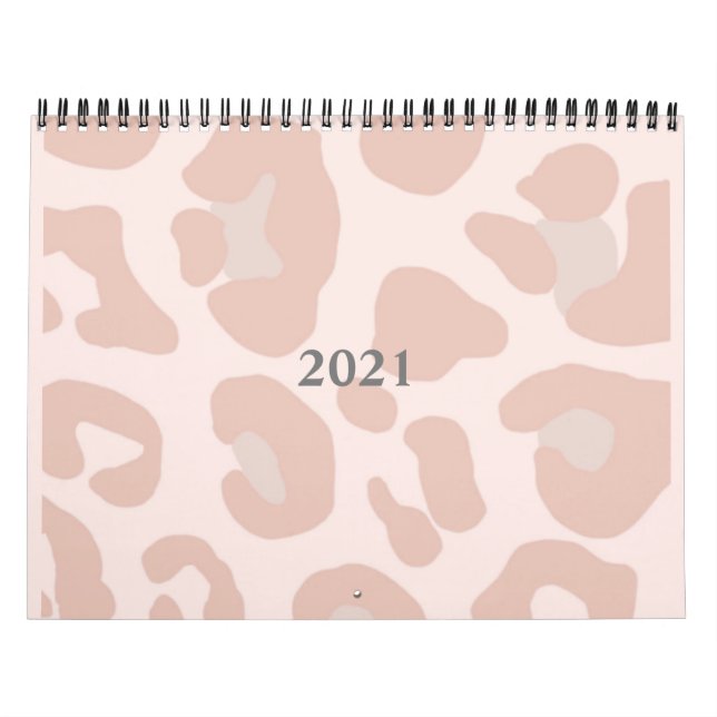 Calendário de Impressão Leopardo Rosa 2021 (Capa)