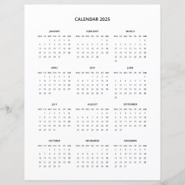Calendário de Impressão Minimalista Moderno de 202