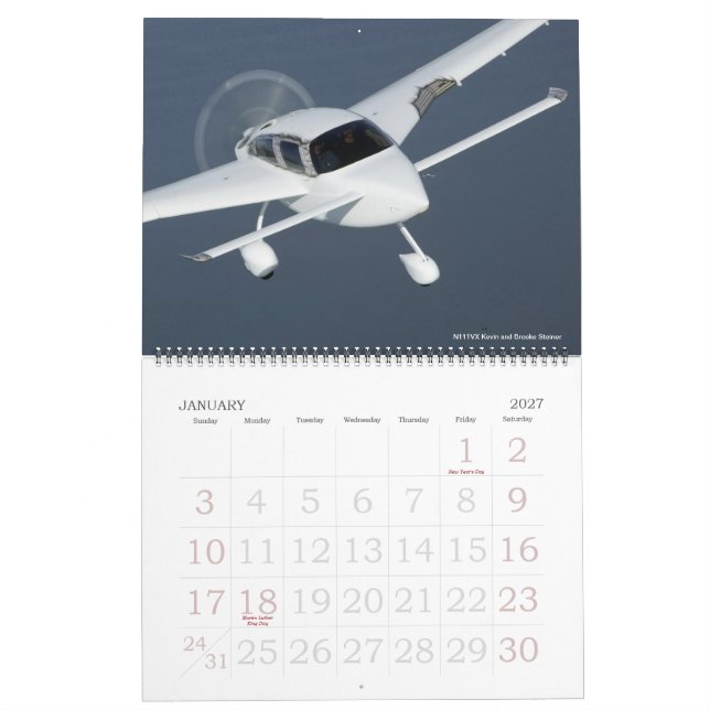 Calendário de Kitplane Velocity 2012 - Todos os ta (Jan 2027)