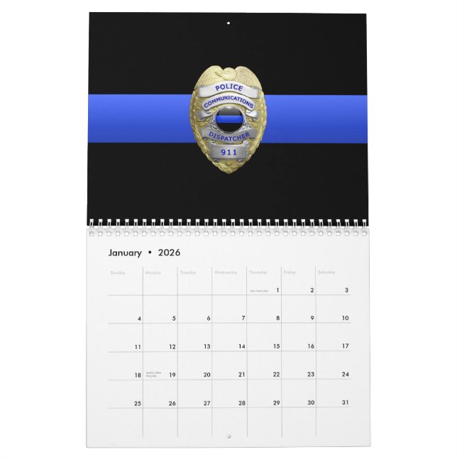 Calendário de Linha Azul Mínima de Despacho 911 co (Jan 2026)