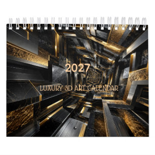 Calendário de Luxo Preto e Dourado 3D 2027