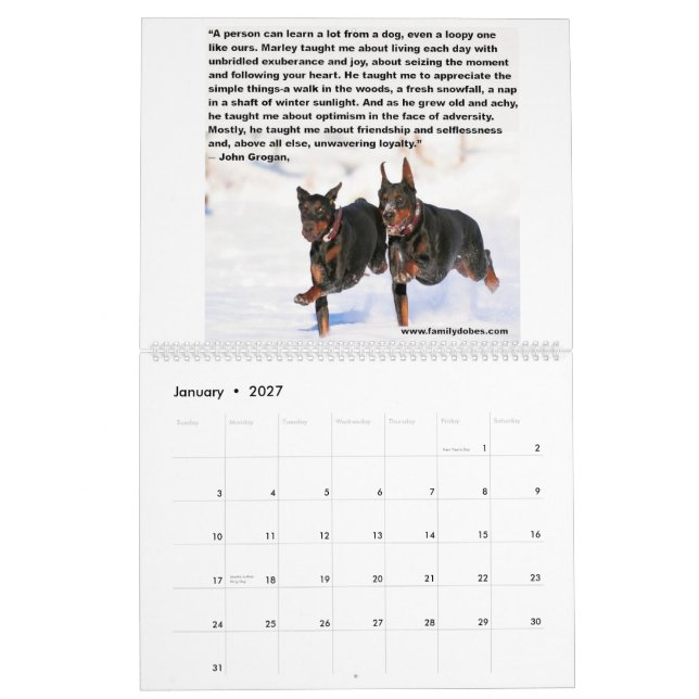 Calendário de Meme do Doberman (Jan 2027)