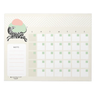 Calendário de Mesa com Bloco de Notas Zebra