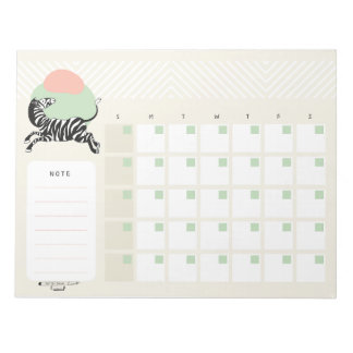 Calendário de Mesa com Bloco de Notas Zebra