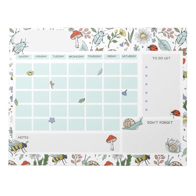 Calendário de Mesa Sem Data com Bloco de Notas no  (Frente)