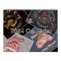 Calendário de Motociclos Retro Grunge 2024