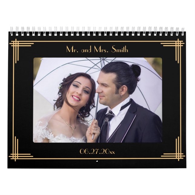 Calendário de Muro de Casamento de Arte Deco (Capa)