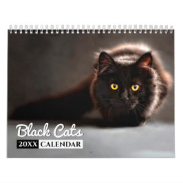 Calendário de Muro de Fotos de Gatos Pretos