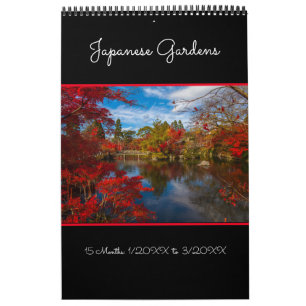 Calendário de Muro dos Jardins Japoneses de 15 Me