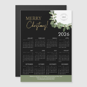 Calendário de Natal Alegre 2026 Preto e Dourado Mo