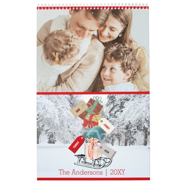 Calendário de Natal Vermelho Branco Moderno (Capa)