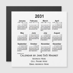 Calendário de Negócios Branco de 2031, feito pela