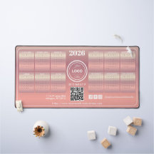 Calendário de Negócios Promocional Rosa Elegante 2