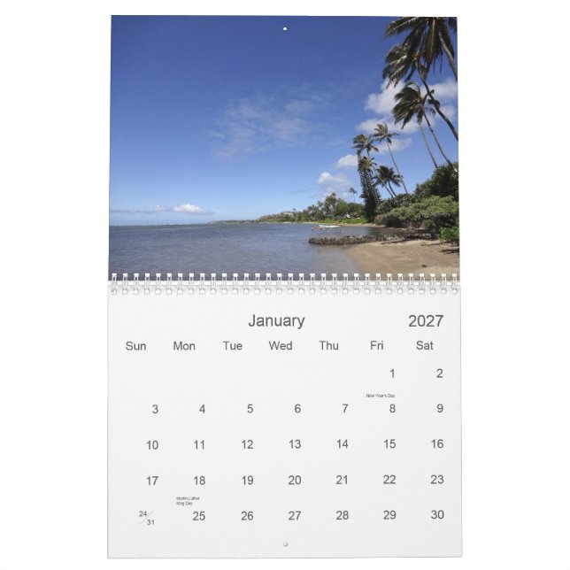 Calendário de Oahu, Havaí 2013 (Jan 2027)