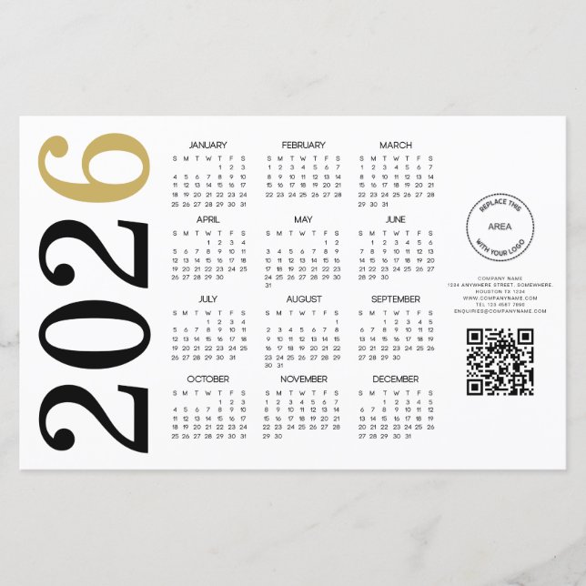 Calendário de orçamento 2024 Logotipo QR Feliz ano (Frente)