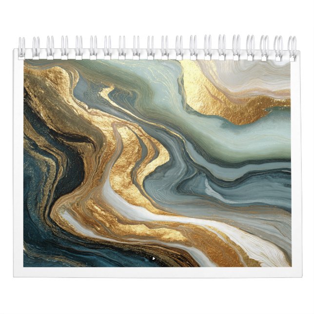 Calendário de Ouro Fluido Abstrato de Luxo 2027 (Capa)