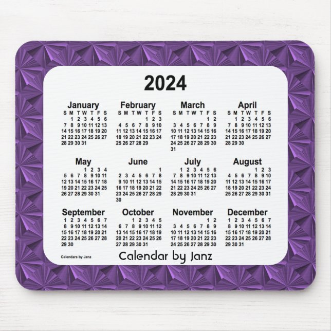 Calendário de Ouros Roxos 2024 por Janz Mouse Pad (Frente)