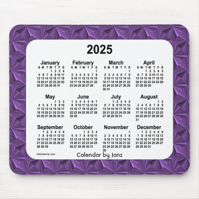 Calendário de Ouros Roxos 2025 por Janz Mouse Pad (Frente)