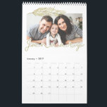 Calendário de Página de Solteiro de Folha de inver<br><div class="desc">Um calendário moderno,  com uma folha de aquarela pintada manualmente para mostrar sua fotografia.</div>