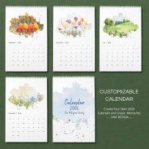 Calendário de Paisagem em Aquarela 2026 | Natureza