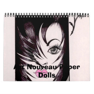 Calendário de papel das bonecas de Nouveau da art