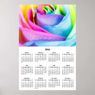 Calendário de Parede 2016 Poster Rosa Arco-íris