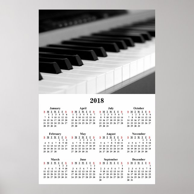 Calendário de Parede 2018 Música Bonita Poster de  (Frente)
