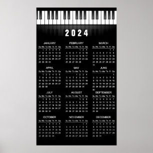 Calendário de Parede 2024 Teclado de Piano Poster