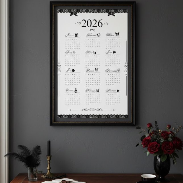 Calendário de Parede 2026 | Poster Estético de Ren (Criador carregado)