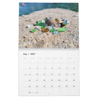Calendário de Parede 2027 Conchas e Vidro do Mar