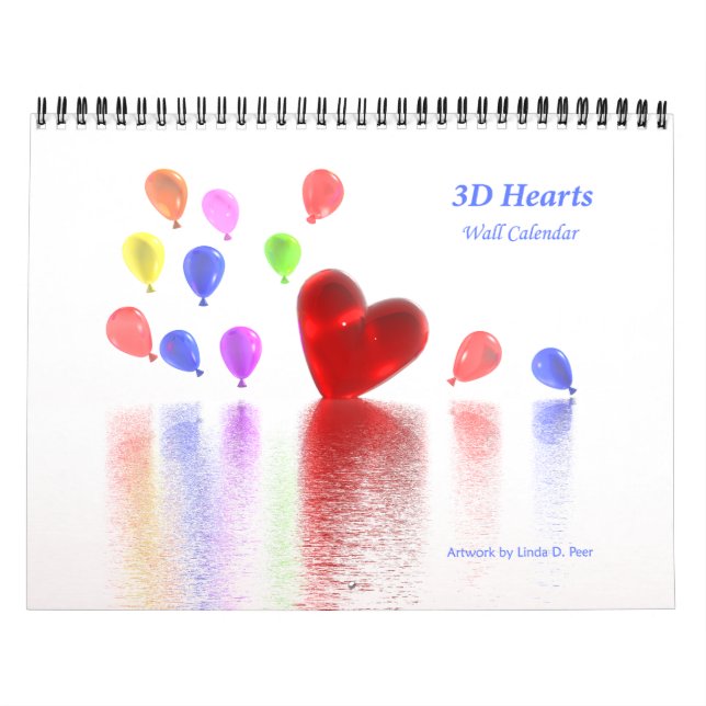 Calendário de Parede 3D Corações (Capa)