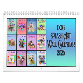 Calendário de Parede Arte Colorida de Cachorro 202