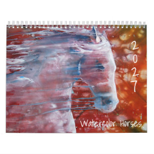 Calendário de Parede Cavalos em Aquarela 2027