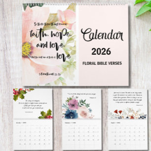 Calendário de Parede com Versículos da Bíblia Flor