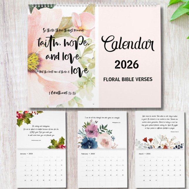Calendário de Parede com Versículos da Bíblia Flor (Criador carregado)