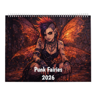 Calendário de Parede das Fadas Punk