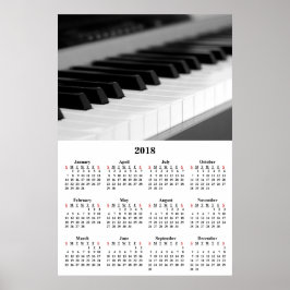 Calendário de Parede de 2018 Música Bonita Poster 