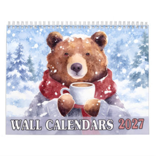 Calendário de Parede de Animais em Aquarela 2027