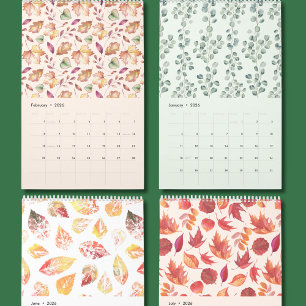 Calendário de Parede de Arte Botânica Inspirada na