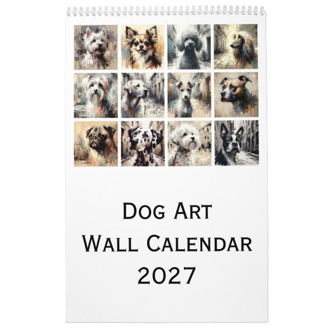 Calendário de Parede de Arte de Cachorro 2027, Ret (Capa)